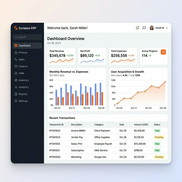 Hisab 360 Dashboard Interface